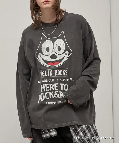 Alfred Alex(アルフレッドアレックス)の「<Exclusive> FELIX THE CAT Iconic Graphic L/S Tee / フィリックス・ザ・キャット 別注 ヴィンテージライク グラフィックロンT(Tシャツ/カットソー・メンズ・ブラック/ブラック系/ブラック系2・L/M)」の9枚目の写真
