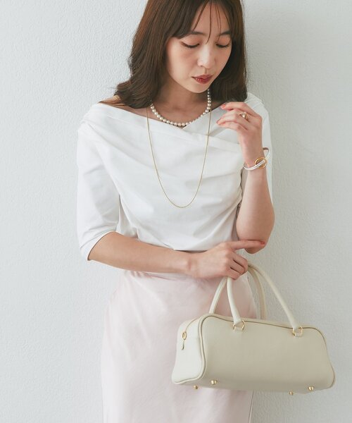 La boutique BonBon（ラブティックボンボン）の「【オウレンティ】ダブルハンドルバッグ（ボストンバッグ・レディース・オフホワイト・FREE）」の3枚目の写真