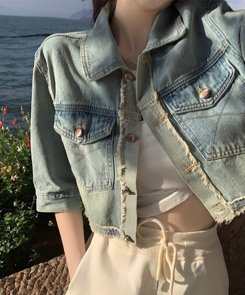 FAVORITO(ファヴォリート)の「デニムスリークオータースリーブトップス(シャツ/ブラウス・レディース・ブルー・M/L/S)」の9枚目の写真