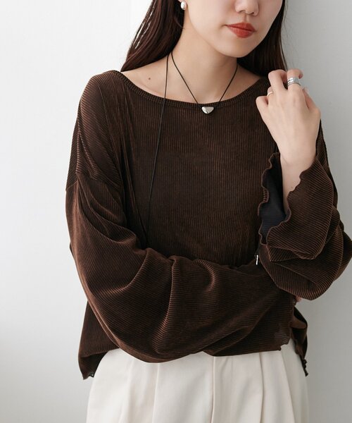 DISCOAT(ディスコート)の「フロッキーメロー使いプルオーバー(Tシャツ/カットソー・レディース・チャコールグレー/ライトグレー/ブラック/ブラウン/アイボリー・FREE)」の11枚目の写真
