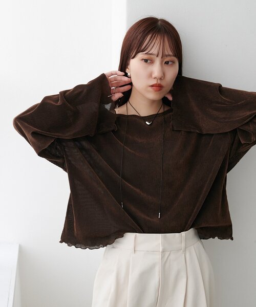 DISCOAT(ディスコート)の「フロッキーメロー使いプルオーバー(Tシャツ/カットソー・レディース・チャコールグレー/ライトグレー/ブラック/ブラウン/アイボリー・FREE)」の12枚目の写真