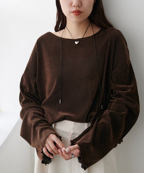 DISCOAT(ディスコート)の「フロッキーメロー使いプルオーバー(Tシャツ/カットソー・レディース・チャコールグレー/ライトグレー/ブラック/ブラウン/アイボリー・FREE)」の13枚目の写真