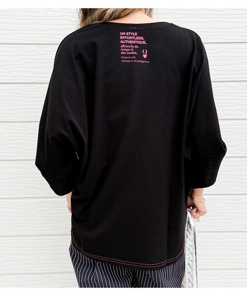 Q(キュー)の「袖タックドルマントップス(Tシャツ/カットソー・レディース・ブラック/オフホワイト/ベージュ・MEDIUM)」の19枚目の写真
