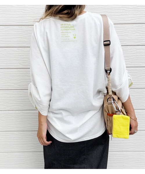 Q(キュー)の「袖タックドルマントップス(Tシャツ/カットソー・レディース・ブラック/オフホワイト/ベージュ・MEDIUM)」の9枚目の写真