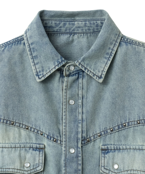 PHYPS MOTORCYCLE（フィップスモーターサイクル）の「Washed Denim Western Shirt Light Blue（シャツ/ブラウス・メンズ・その他・LARGE/X-LARGE/SMALL/MEDIUM）」の3枚目の写真