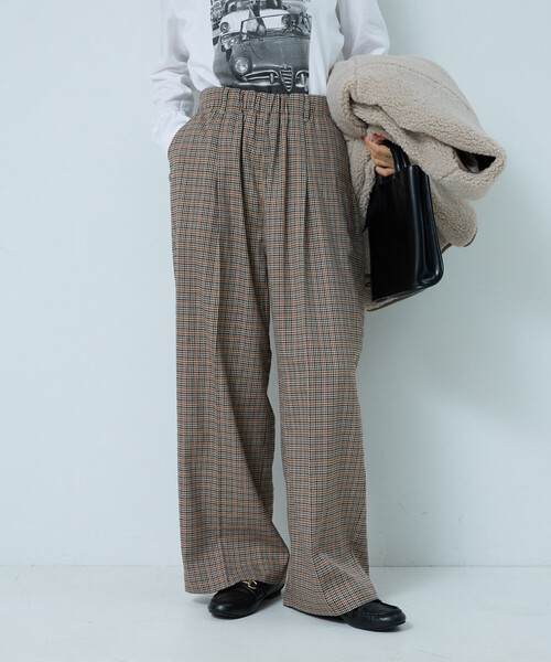 FREAK'S STORE（フリークスストア）の「スラックス イージーパンツ/チェックパンツ/タックワイドパンツ（スラックス・レディース・その他2/ブラック/グレー/ダークグレー/ブラウン/その他・MEDIUM/SMALL）」の6枚目の写真