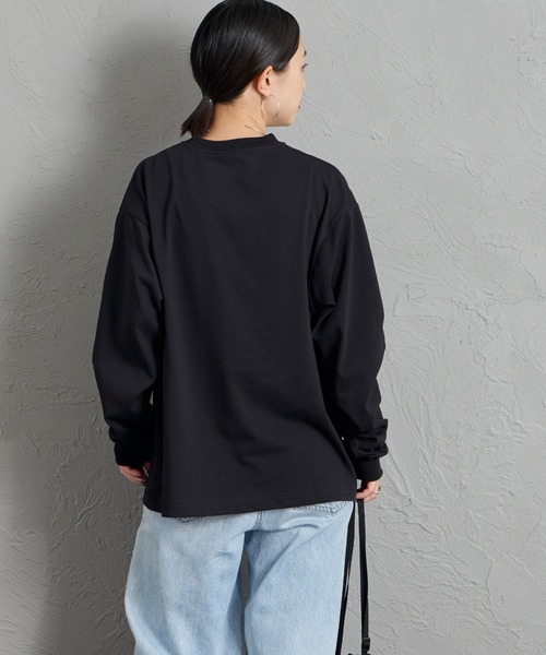 THOUSAND MILE（サウザンドマイル）の「[THOUSAND MILE/サウザンドマイル] T/Cジャージー ワンポイントロゴ刺繍ロンT（Tシャツ/カットソー・レディース・グレー/ホワイト/ブラック・S）」の12枚目の写真