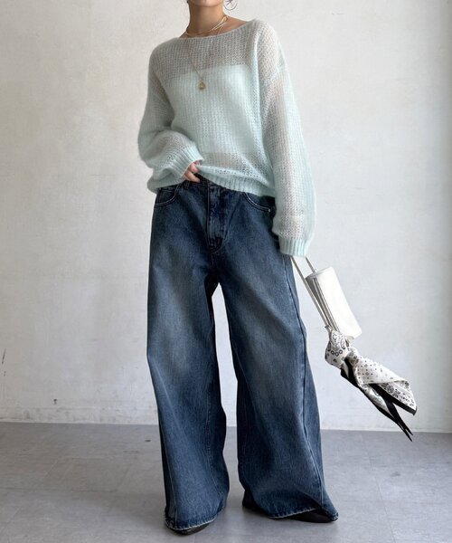 DouDou（ドゥドゥ）の「ワイドデニムパンツ（デニムパンツ・レディース・ブルー・38/36）」の2枚目の写真