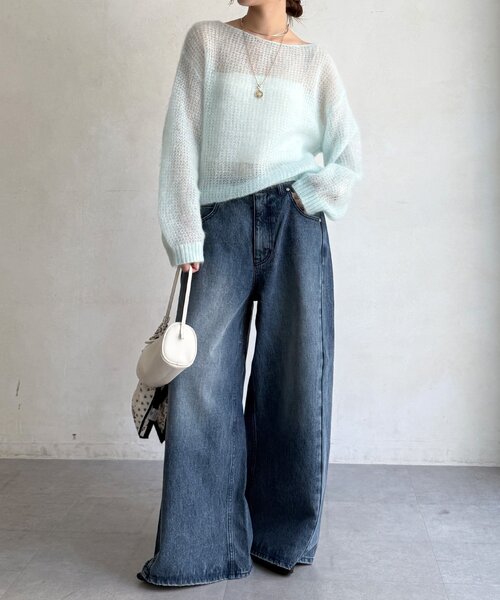DouDou（ドゥドゥ）の「ワイドデニムパンツ（デニムパンツ・レディース・ブルー・38/36）」の5枚目の写真