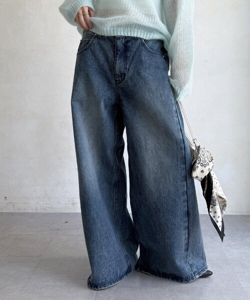 DouDou（ドゥドゥ）の「ワイドデニムパンツ（デニムパンツ・レディース・ブルー・38/36）」の8枚目の写真