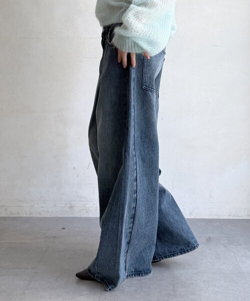 DouDou（ドゥドゥ）の「ワイドデニムパンツ（デニムパンツ・レディース・ブルー・38/36）」の9枚目の写真