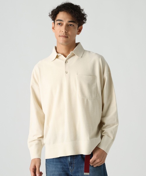BAYFLOW(ベイフロー)の「ライトモールニットポロシャツ(ニット/セーター・メンズ・ネイビー/オレンジ/アイボリー・LARGE/MEDIUM)」の2枚目の写真