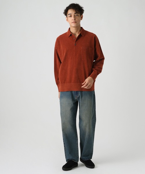 BAYFLOW(ベイフロー)の「ライトモールニットポロシャツ(ニット/セーター・メンズ・ネイビー/オレンジ/アイボリー・LARGE/MEDIUM)」の4枚目の写真