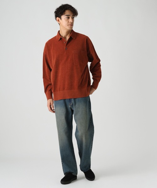 BAYFLOW(ベイフロー)の「ライトモールニットポロシャツ(ニット/セーター・メンズ・ネイビー/オレンジ/アイボリー・LARGE/MEDIUM)」の5枚目の写真