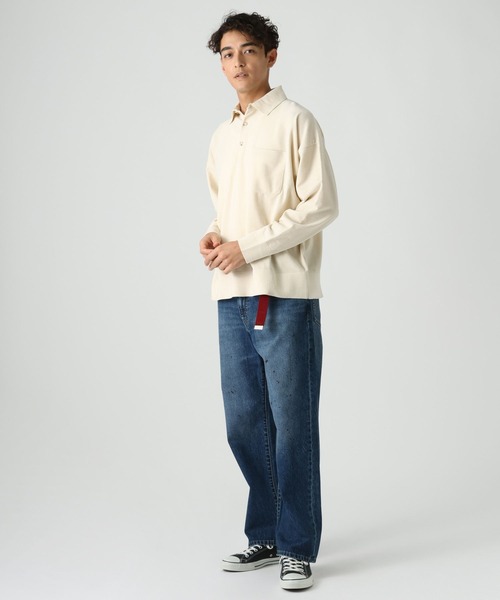 BAYFLOW(ベイフロー)の「ライトモールニットポロシャツ(ニット/セーター・メンズ・ネイビー/オレンジ/アイボリー・LARGE/MEDIUM)」の8枚目の写真