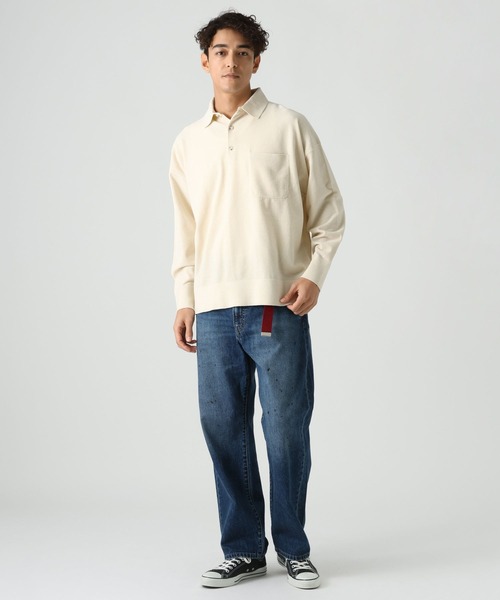 BAYFLOW(ベイフロー)の「ライトモールニットポロシャツ(ニット/セーター・メンズ・ネイビー/オレンジ/アイボリー・LARGE/MEDIUM)」の9枚目の写真