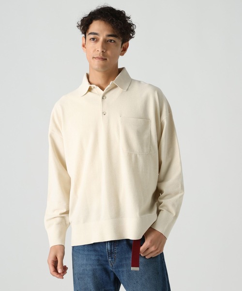 BAYFLOW(ベイフロー)の「ライトモールニットポロシャツ(ニット/セーター・メンズ・ネイビー/オレンジ/アイボリー・LARGE/MEDIUM)」の10枚目の写真