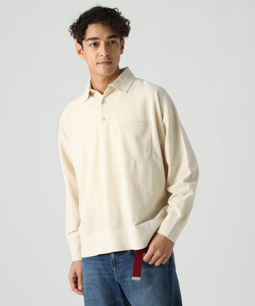 BAYFLOW(ベイフロー)の「ライトモールニットポロシャツ(ニット/セーター・メンズ・ネイビー/オレンジ/アイボリー・LARGE/MEDIUM)」の11枚目の写真