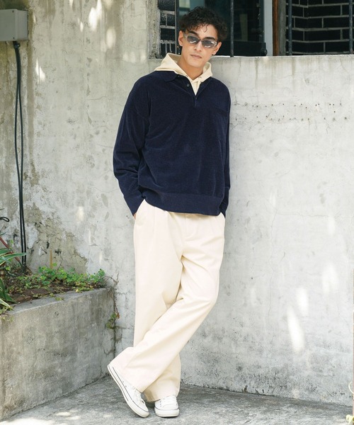 BAYFLOW(ベイフロー)の「ライトモールニットポロシャツ(ニット/セーター・メンズ・ネイビー/オレンジ/アイボリー・LARGE/MEDIUM)」の14枚目の写真
