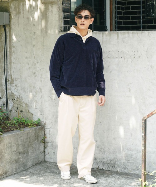 BAYFLOW(ベイフロー)の「ライトモールニットポロシャツ(ニット/セーター・メンズ・ネイビー/オレンジ/アイボリー・LARGE/MEDIUM)」の15枚目の写真