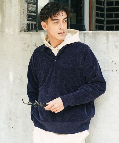 BAYFLOW(ベイフロー)の「ライトモールニットポロシャツ(ニット/セーター・メンズ・ネイビー/オレンジ/アイボリー・LARGE/MEDIUM)」の17枚目の写真