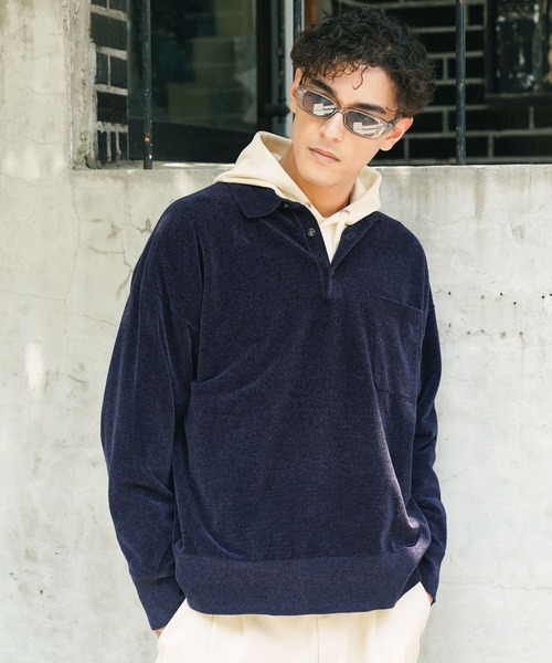 BAYFLOW(ベイフロー)の「ライトモールニットポロシャツ(ニット/セーター・メンズ・ネイビー/オレンジ/アイボリー・LARGE/MEDIUM)」の18枚目の写真