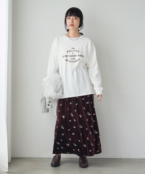 FREAK'S STORE（フリークスストア）の「花柄刺繍 ベロアスカート（スカート・レディース・ブラウン/ブラック・ﾌﾘ-）」の19枚目の写真