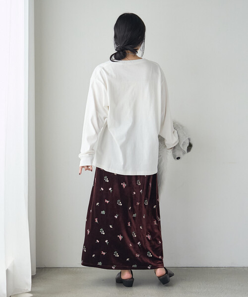FREAK'S STORE（フリークスストア）の「花柄刺繍 ベロアスカート（スカート・レディース・ブラウン/ブラック・ﾌﾘ-）」の21枚目の写真