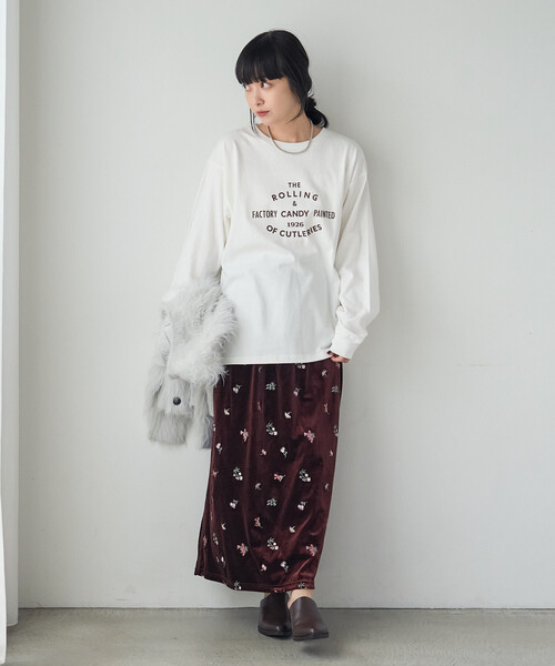 FREAK'S STORE（フリークスストア）の「花柄刺繍 ベロアスカート（スカート・レディース・ブラウン/ブラック・ﾌﾘ-）」の22枚目の写真