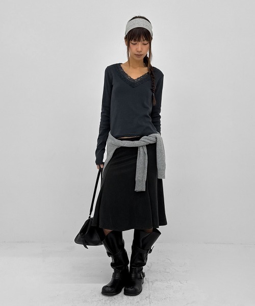 BLACKUP（ブラックアップ）の「[MADE] ベオレースディープVネック長袖Tシャツ（Tシャツ/カットソー・レディース・ブラウン/ネイビー/ホワイト・FREE）」の16枚目の写真
