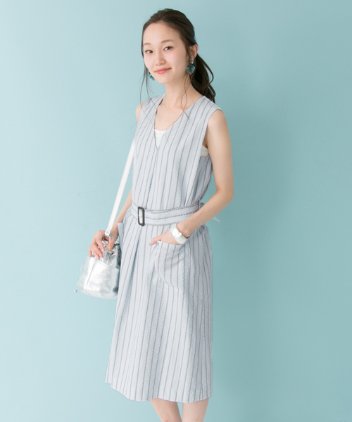 Urban Research アーバンリサーチ の Ur ストライプベルト付ワンピース ワンピース Wear