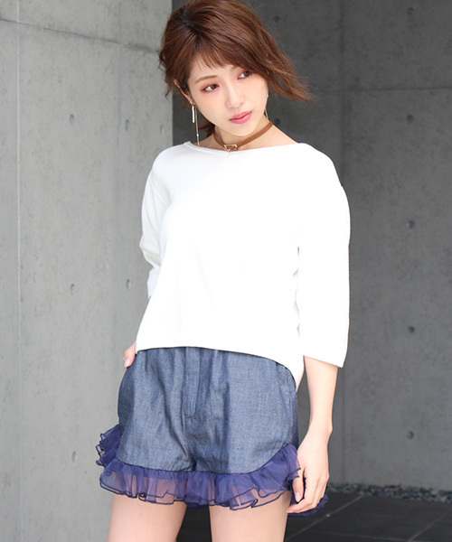 MICOAMERI(ミコアメリ)の「Vネックバックチュールニット(ニット/セーター・レディース・ブラック/ブルー系その他/グレー/ホワイト・FREE)」の19枚目の写真