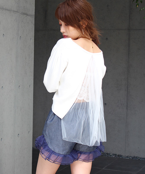 MICOAMERI(ミコアメリ)の「Vネックバックチュールニット(ニット/セーター・レディース・ブラック/ブルー系その他/グレー/ホワイト・FREE)」の21枚目の写真