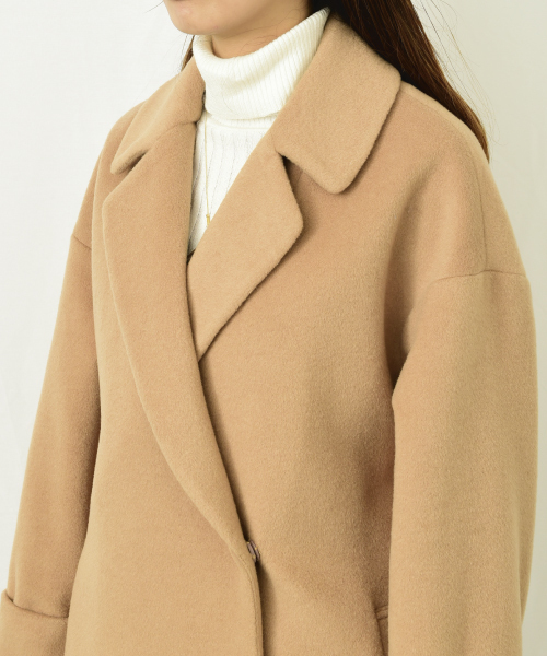 actuel（アクチュエル）の「ショートビーバーチェスターコート（チェスターコート・レディース・ネイビー/キャメル/ピンクベージュ・FREE）」の9枚目の写真