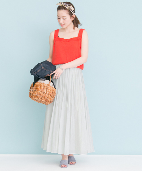 URBAN RESEARCH（アーバンリサーチ）の「 UR コットンシルクギャザースカート　（スカート・レディース・キャメル/ピンク/グレー系その他・FREE）」の4枚目の写真