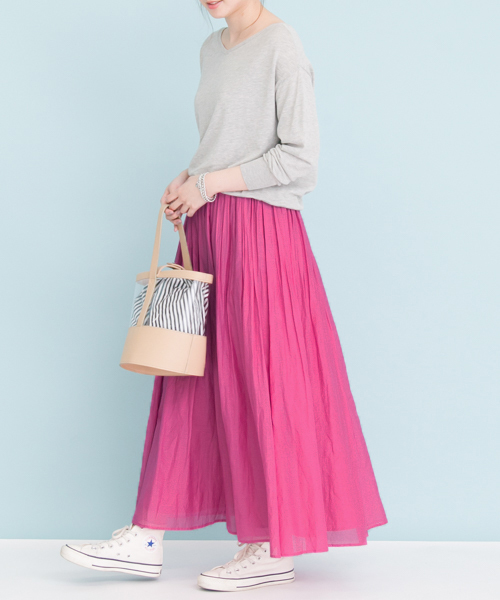 URBAN RESEARCH（アーバンリサーチ）の「 UR コットンシルクギャザースカート　（スカート・レディース・キャメル/ピンク/グレー系その他・FREE）」の19枚目の写真