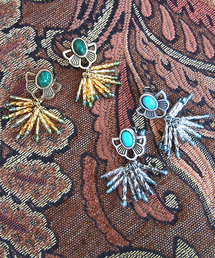 lluvia | 【Lluvia/ジュビア】コロニアルフラワービーズフリンジピアス(ピアス（両耳用）)