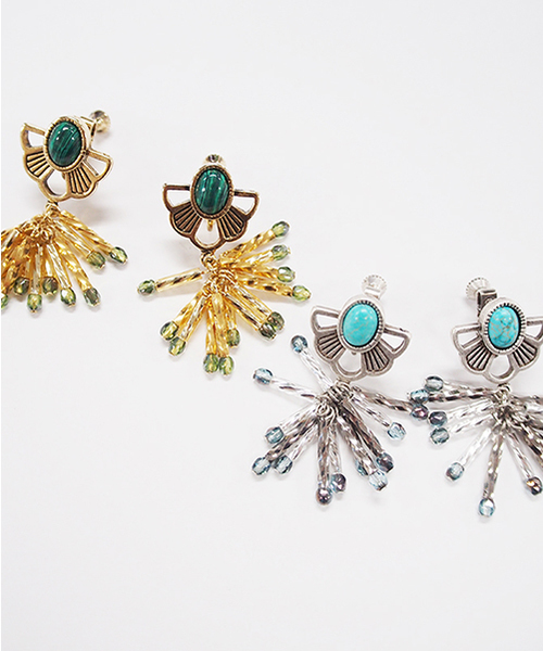 lluvia（ジュビア）の「【Lluvia/ジュビア】コロニアルフラワービーズフリンジピアス（ピアス（両耳用）・レディース・ゴールド/シルバー・FREE）」の6枚目の写真