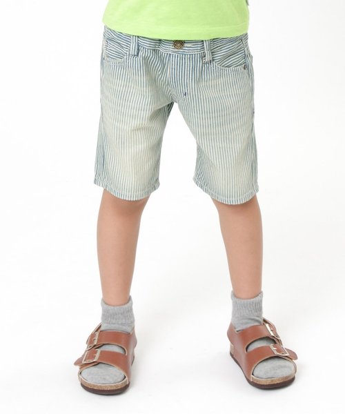 BREEZE(ブリーズ)の「スタンダードデニムパンツ 5分丈(デニムパンツ・キッズ・ストライプ/ブルー・90/80/140/95/100/120/110/130)」の1枚目の写真