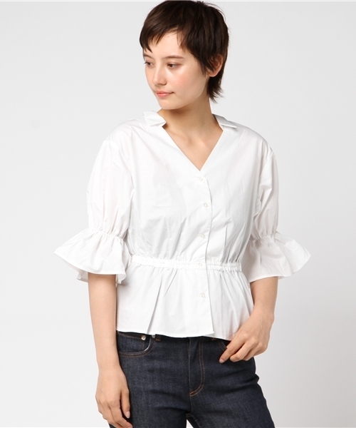 one after another NICE CLAUP（ワンアフターアナザーナイスクラップ）の「キャンディースリーブシャツ（シャツ/ブラウス・レディース・ベージュ/オフホワイト/ブラック/カーキ・FREE）」の13枚目の写真