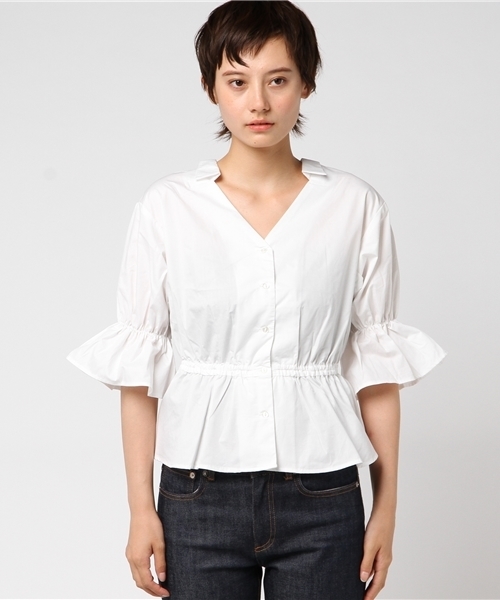 one after another NICE CLAUP（ワンアフターアナザーナイスクラップ）の「キャンディースリーブシャツ（シャツ/ブラウス・レディース・ベージュ/オフホワイト/ブラック/カーキ・FREE）」の5枚目の写真