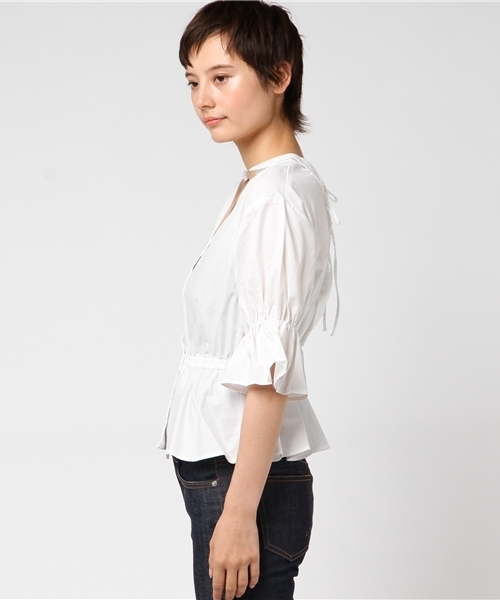 one after another NICE CLAUP（ワンアフターアナザーナイスクラップ）の「キャンディースリーブシャツ（シャツ/ブラウス・レディース・ベージュ/オフホワイト/ブラック/カーキ・FREE）」の6枚目の写真