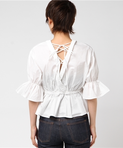 one after another NICE CLAUP（ワンアフターアナザーナイスクラップ）の「キャンディースリーブシャツ（シャツ/ブラウス・レディース・ベージュ/オフホワイト/ブラック/カーキ・FREE）」の7枚目の写真