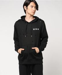 スタープリントダメージ裏毛パーカー