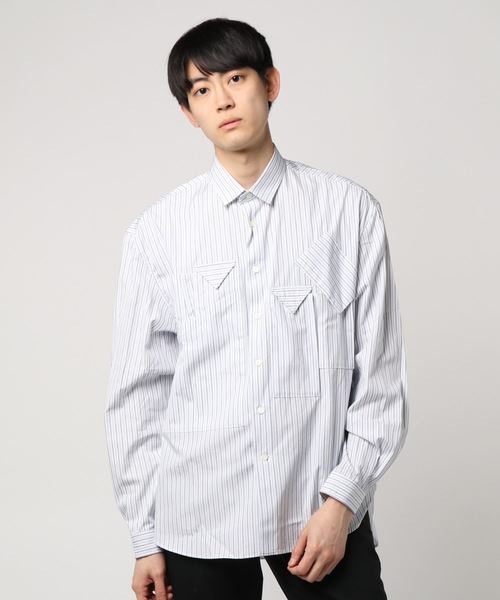 Name.（ネーム）の「【Name.】別注ミリタリーポケットシャツブルゾン/NMHASH-ST17AW-001（シャツ/ブラウス・メンズ・ホワイト/ブルー・1/0）」の10枚目の写真