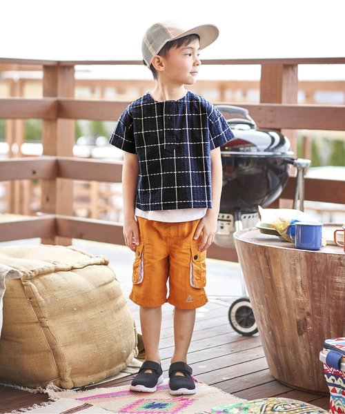 BREEZE（ブリーズ）の「ウインドウペンプルオーバーシャツ（シャツ/ブラウス・キッズ・ネイビー/オフホワイト・90/100/110/120/80/130/140/150/160）」の5枚目の写真