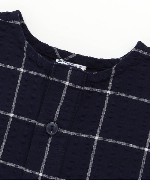 BREEZE（ブリーズ）の「ウインドウペンプルオーバーシャツ（シャツ/ブラウス・キッズ・ネイビー/オフホワイト・90/100/110/120/80/130/140/150/160）」の8枚目の写真