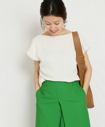 IENA | サテンボートネックフレンチスリーブブラウス◆(シャツ/ブラウス)