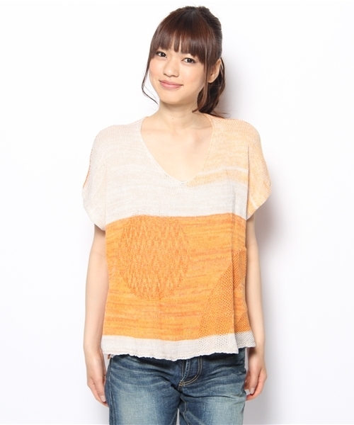 LIVETART（リヴェタート）の「tamaki niime/コットンニット (sleeveless)（ニット/セーター・レディース・オレンジ系その他・FREE）」の2枚目の写真