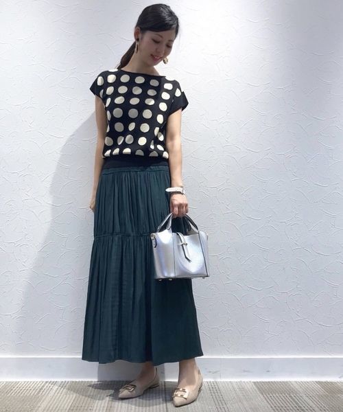 YECCA VECCA（イェッカヴェッカ）の「シャーリングギャザースカート（スカート・レディース・ネイビー/グリーン/キャメル・FREE）」の2枚目の写真